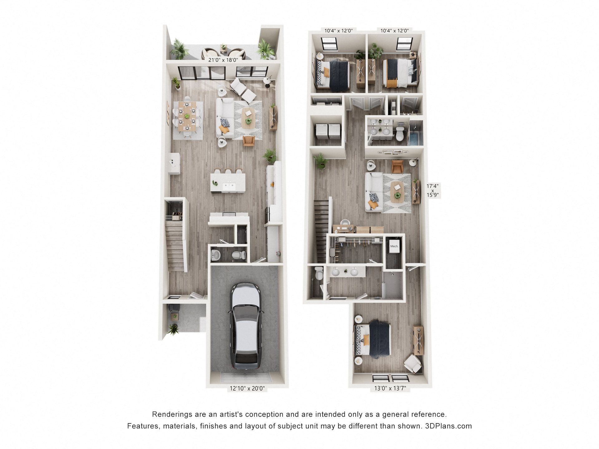 a floor plan of a 2100 sq ft apartment